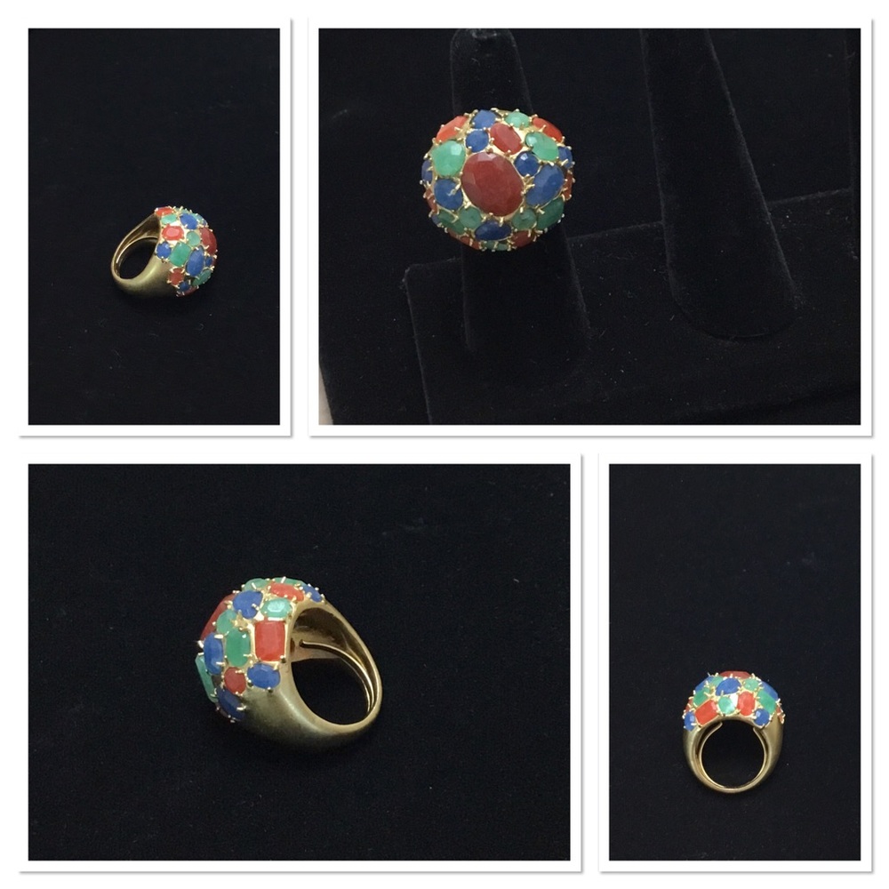 🚨Final Sale🚨! Vintage Stunning Dome Multi Color Stone Ring